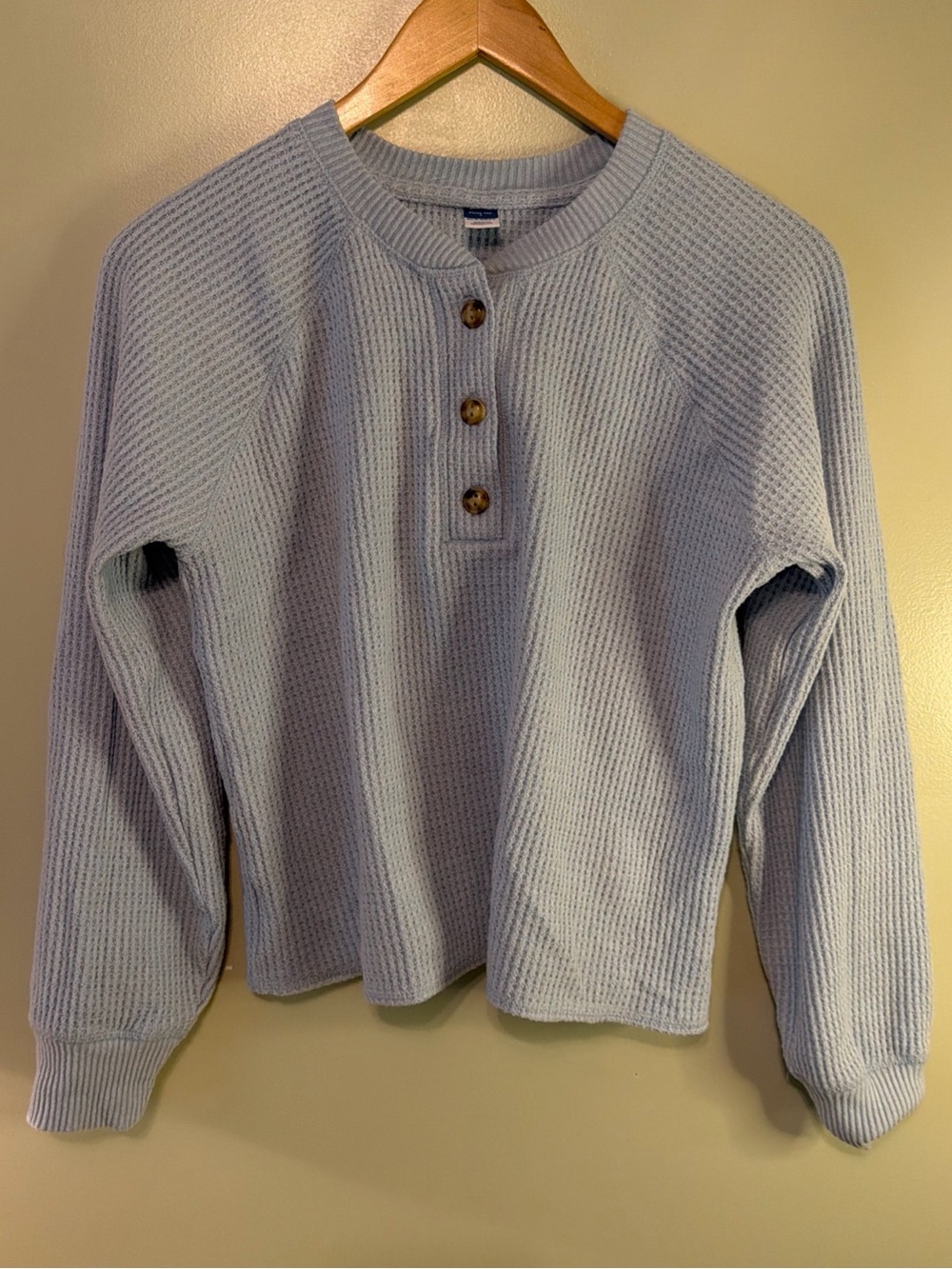 Old Navy Women’s Recycled Knit Henley Sweater Light Blue Button Pullover S